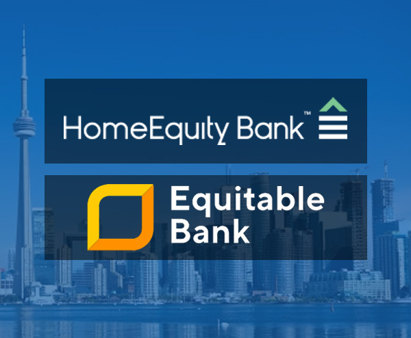 Home equity bank and equitable bank logos for reverse mortgage loans